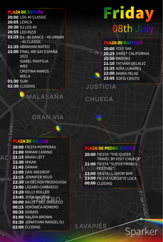 Friday, July 8 MADO 2022 Madrid Pride Program