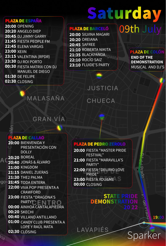 Saturday, July 9 MADO 2022 Madrid Pride Program