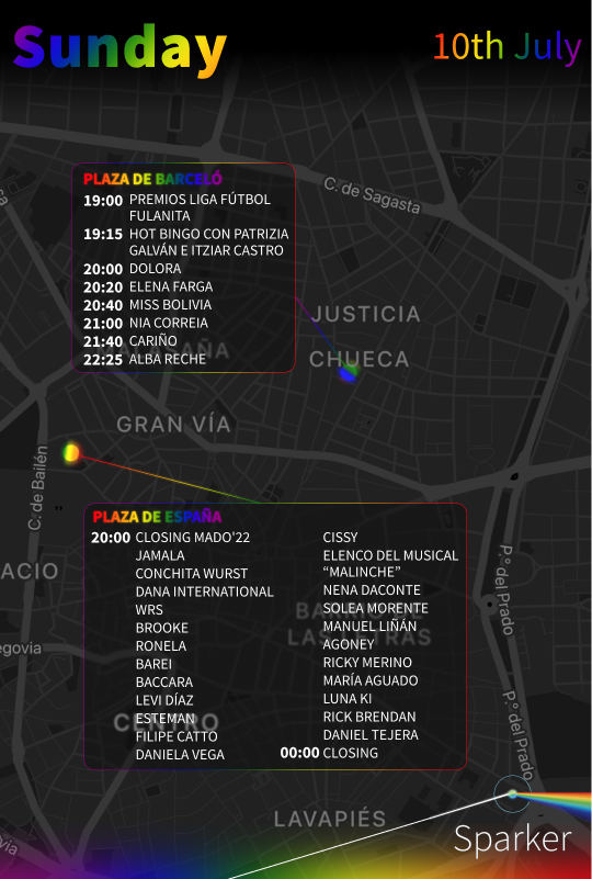Sunday, July 9, MADO 2022 Madrid Pride program